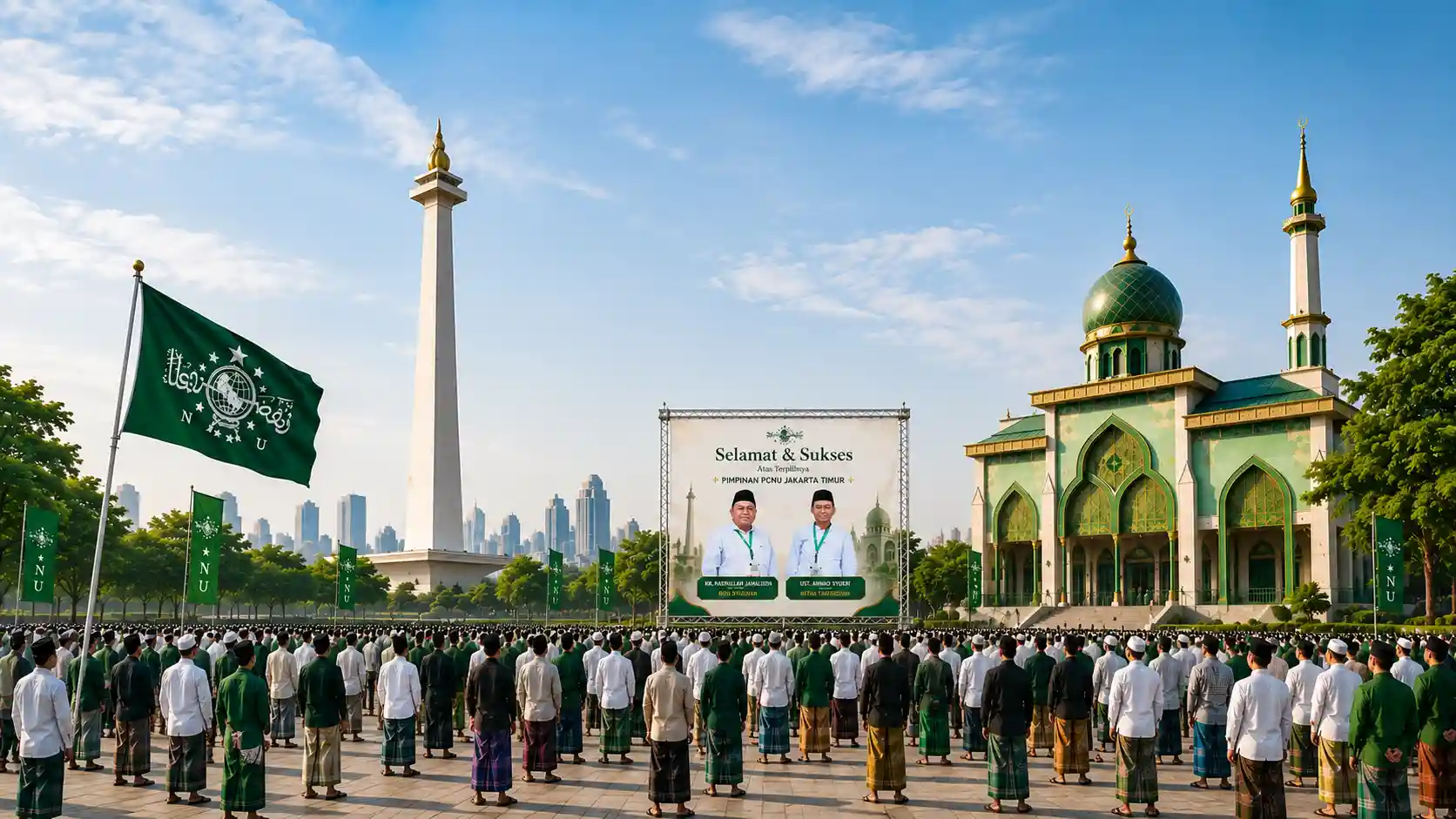 Kebersamaan pengurus dan warga Nahdlatul Ulama Pengurus Wilayah Provinsi Jawa Timur